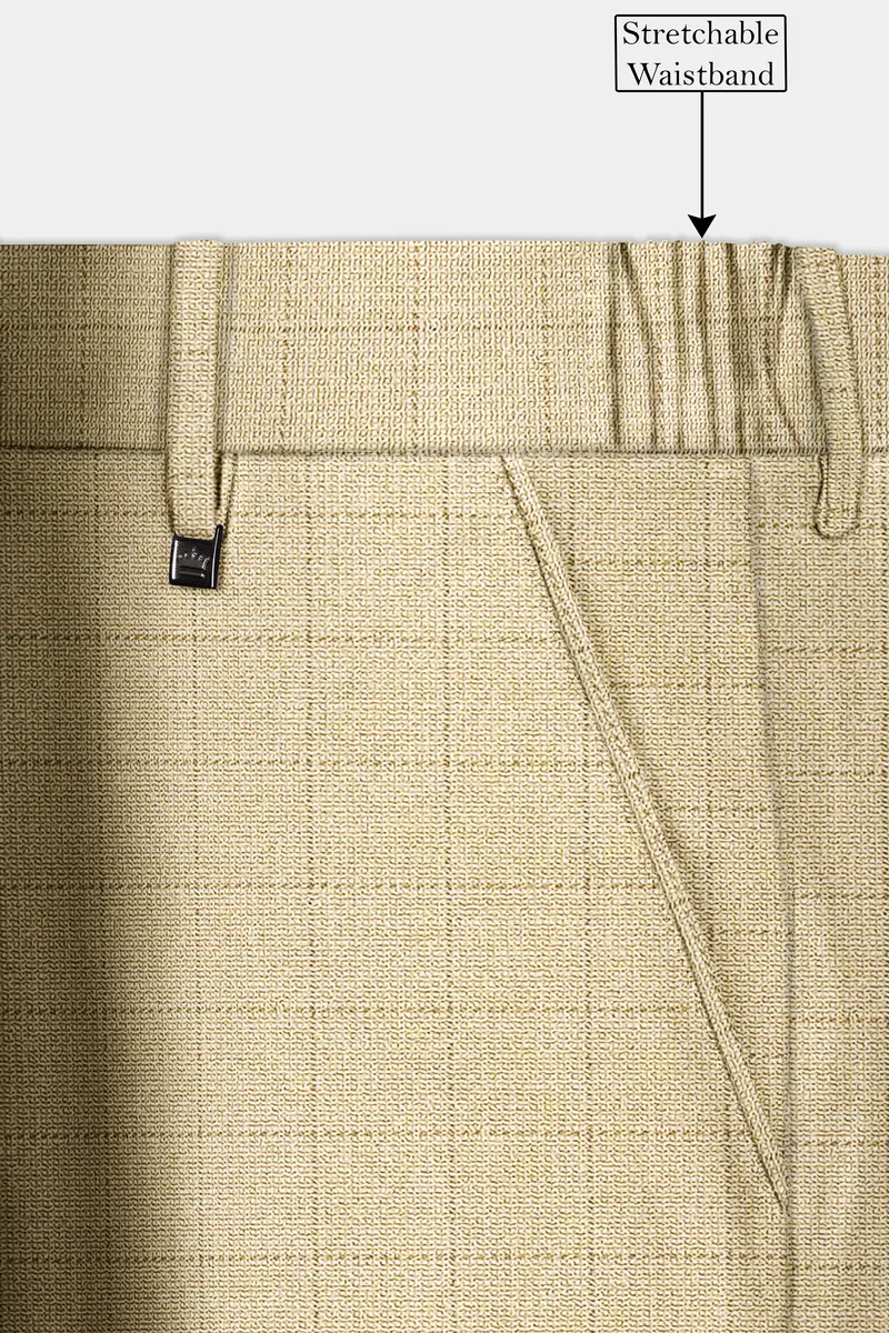 Pavlova Brown With Taupe Brown Checkered Dobby Wool Rich Pant 6