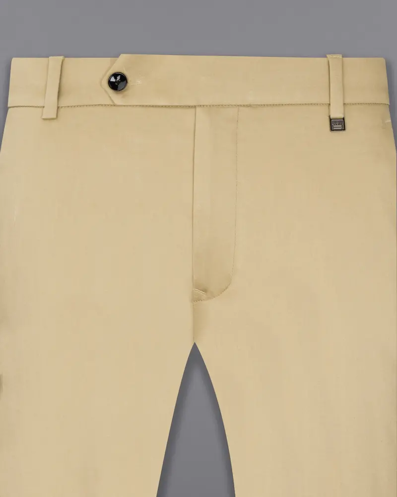 Pavlova Cream Solid Premium Cotton Stretchable Traveler Pant 2