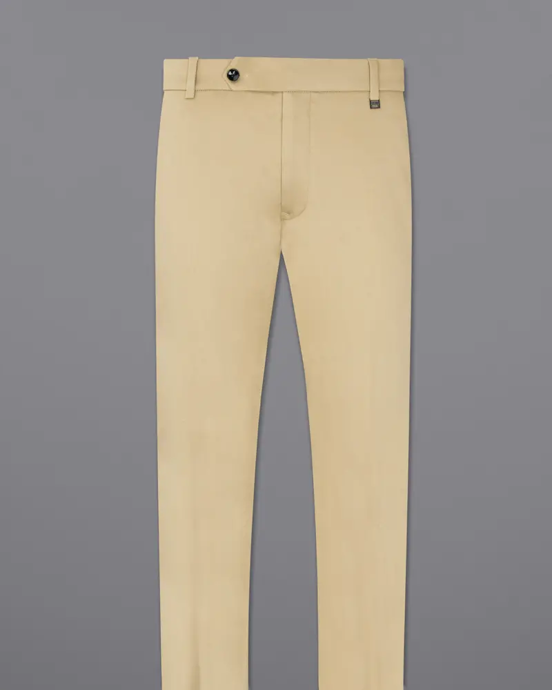Pavlova Cream Solid Premium Cotton Stretchable Traveler Pant 4