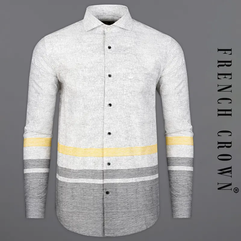Pavlova With Regent Gray And Sandwisp Yellow Premium Cotton Designer Shirt 1