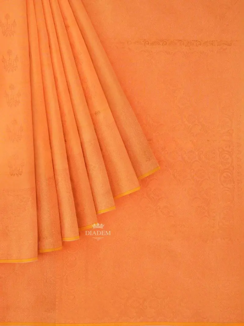 Peach Art Silk Saree With Floral Motif On The Body And Zari Border 1
