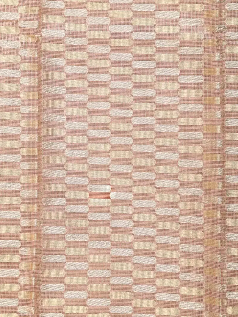 Peach Art Silk Saree With Geometric Design On The Body With Designed Border 2