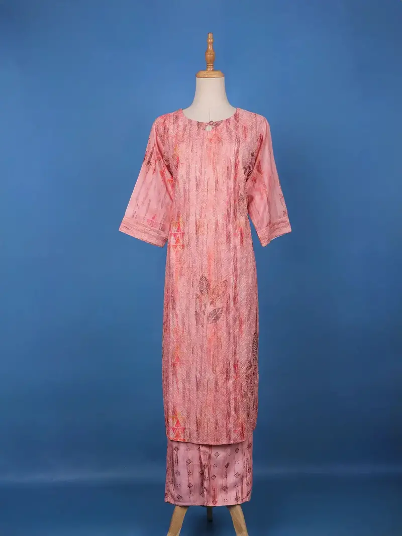 Peach Floral Design Printed Cotton Salwar Suit 1