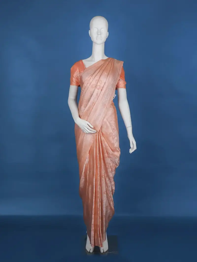 Peach Floral Designed Soft Silk Saree 1