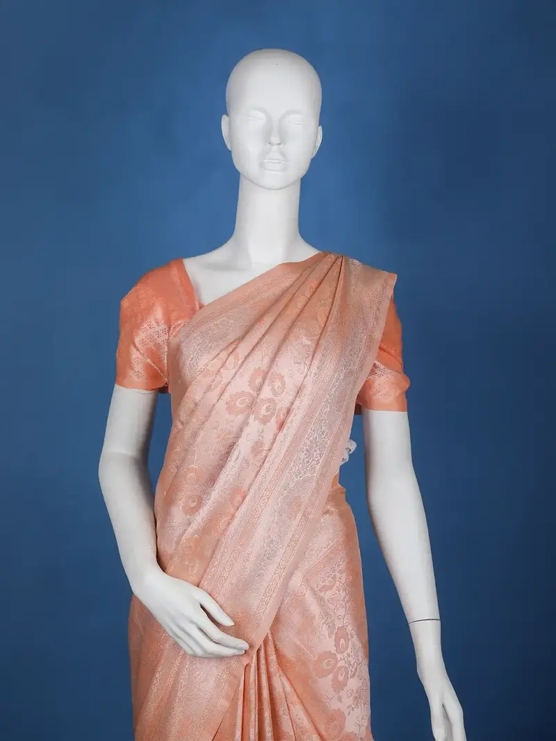 Peach Floral Designed Soft Silk Saree 2