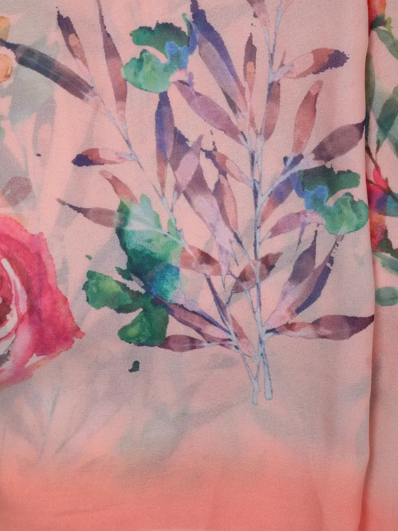Peach Floral Printed Soft Chiffon Saree 2