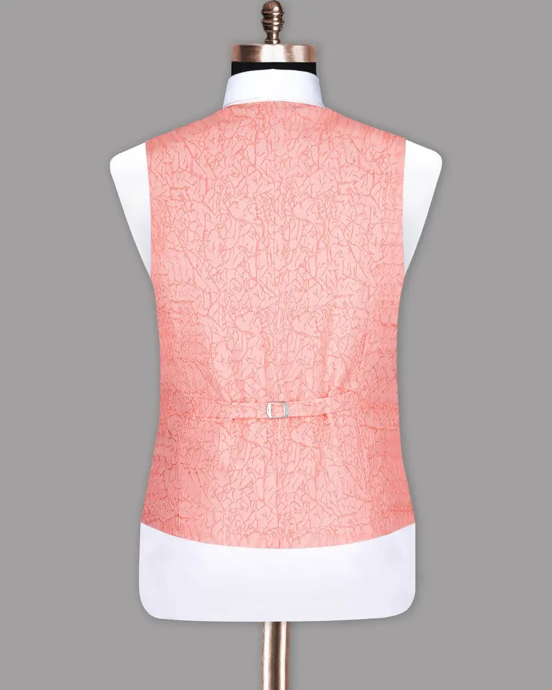 Peach Jacquard Textured Designer Waistcoat 5