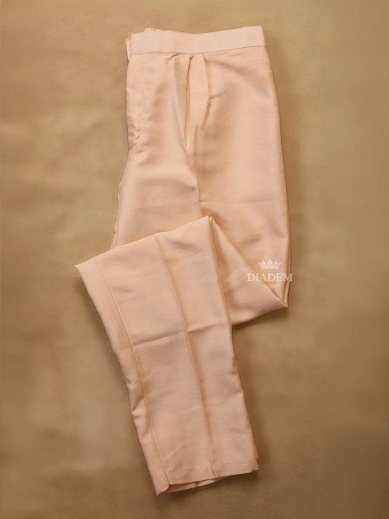 Peach Raw Silk Embroidery Indo-Western Sherwani Suit, With Pant 3