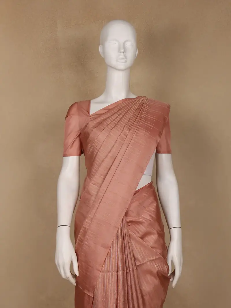 Peach Striped Design Soft Silk Saree 2