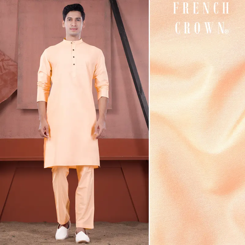 Peach Subtle Sheen Viscose Kurta Set 1