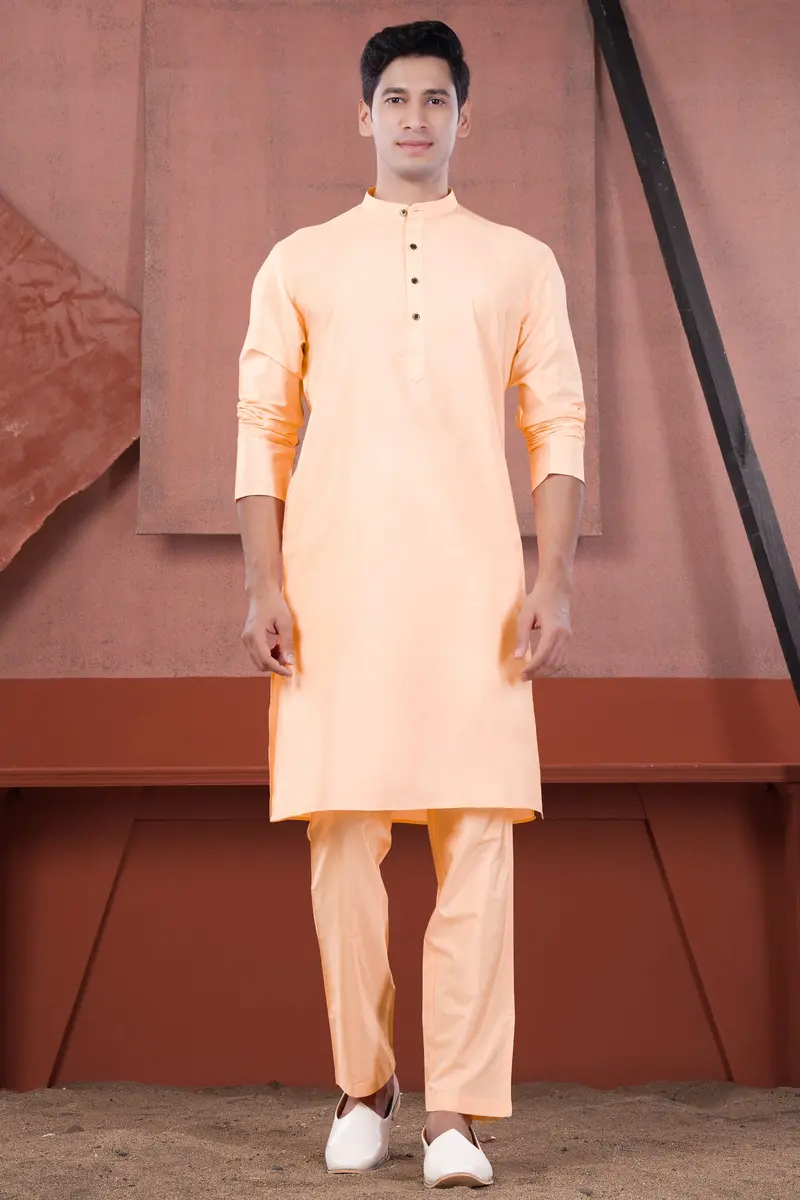 Peach Subtle Sheen Viscose Kurta Set 2