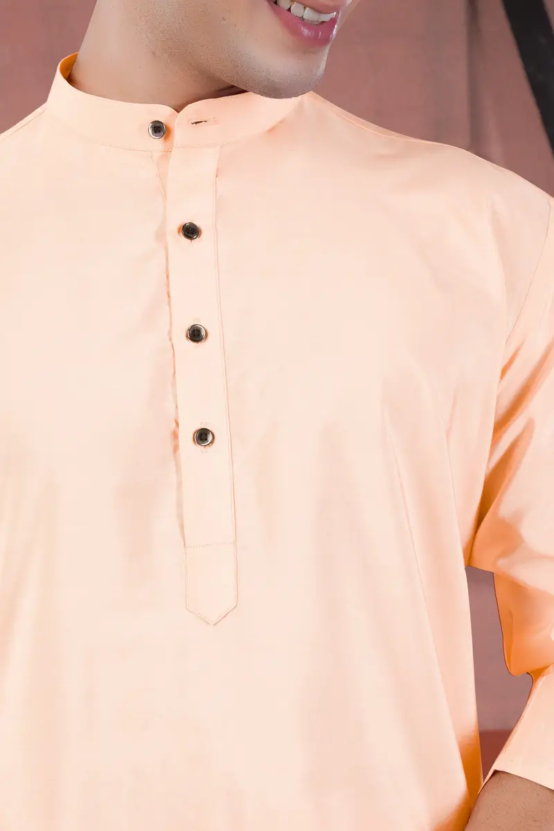 Peach Subtle Sheen Viscose Kurta Set 4