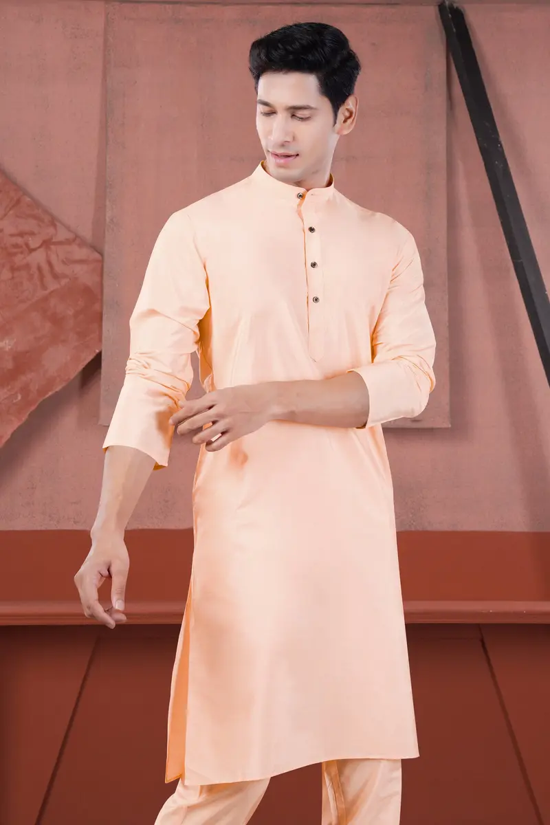 Peach Subtle Sheen Viscose Kurta Set 5