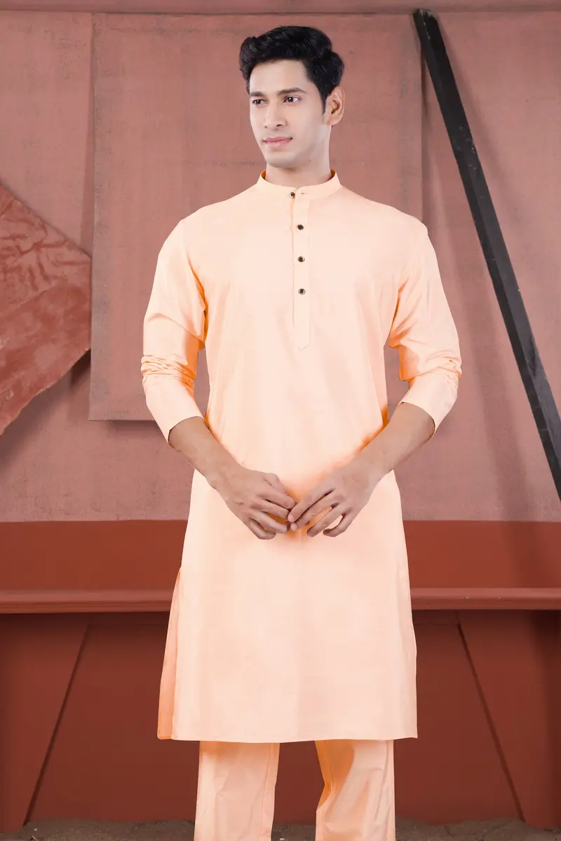 Peach Subtle Sheen Viscose Kurta Set 6