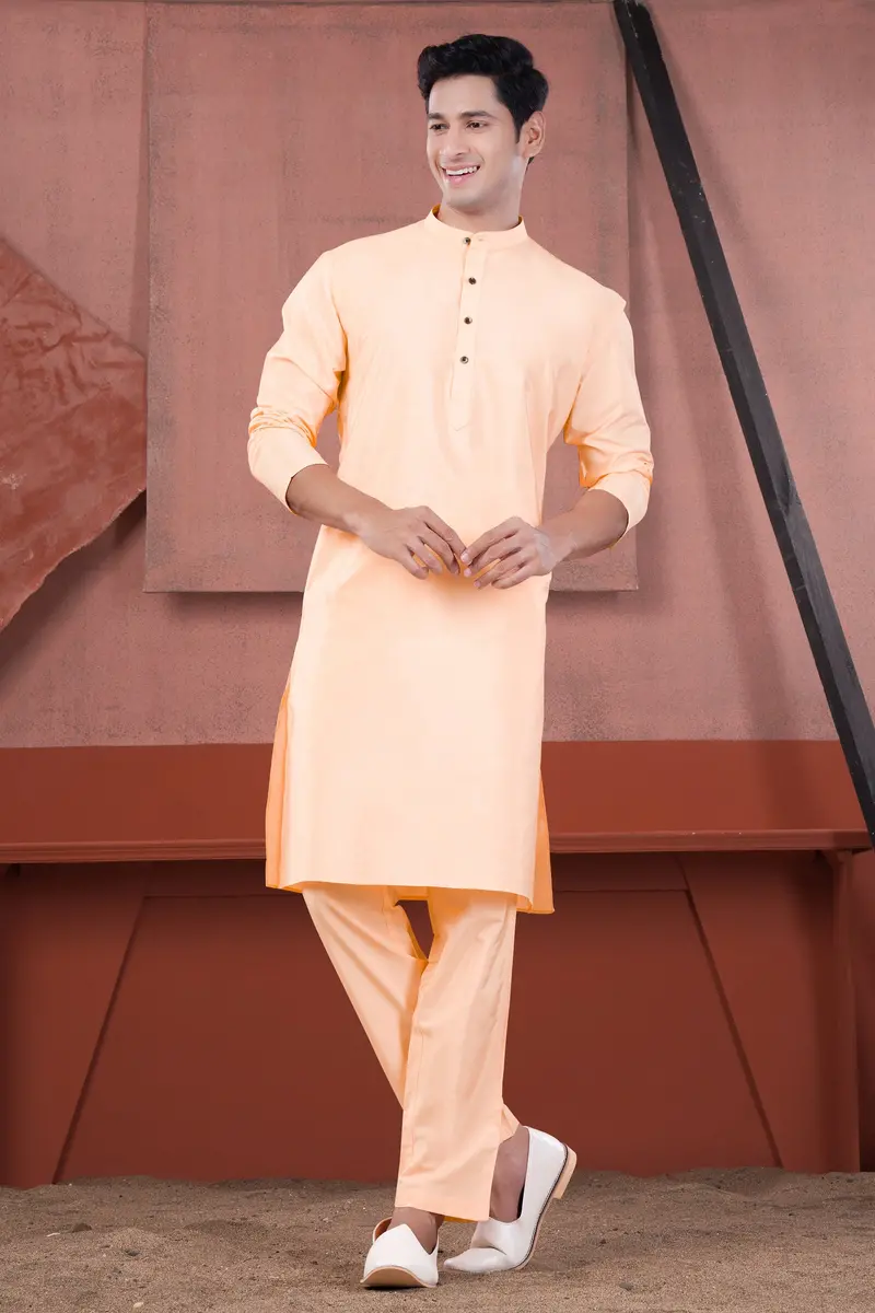 Peach Subtle Sheen Viscose Kurta Set 7
