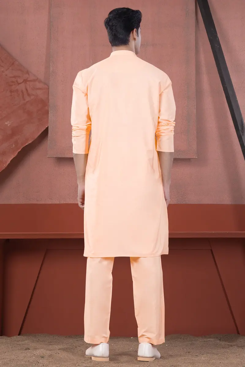 Peach Subtle Sheen Viscose Kurta Set 8