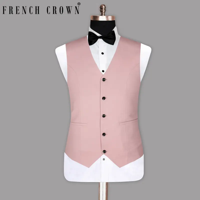 Peach Wool Blend Dinner Waistcoat 1