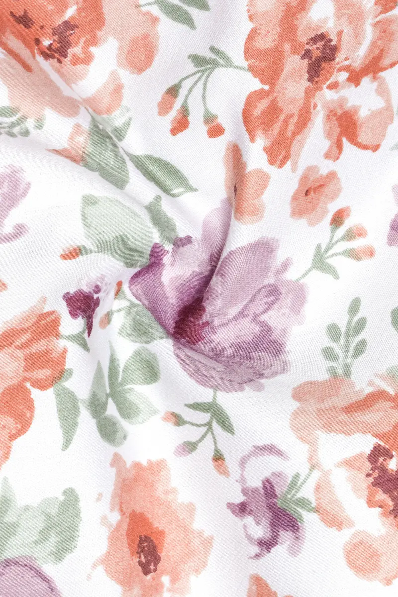 Peachy And Bright White Foral Printed Subtle Sheen Super Soft Premium Cotton Shorts 3
