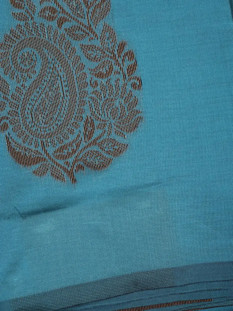 Peacock Blue Paisley Design Banarasi Silk Saree 2