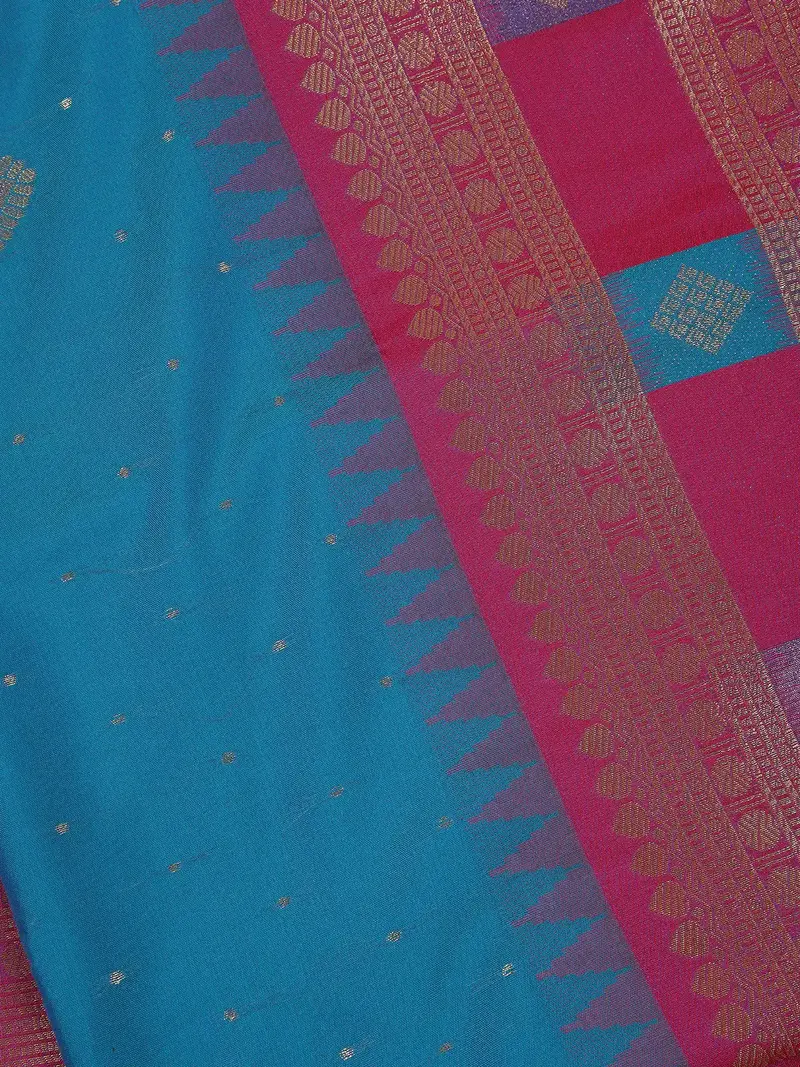 Peacock Blue Paisley Design Tissue Saree 2