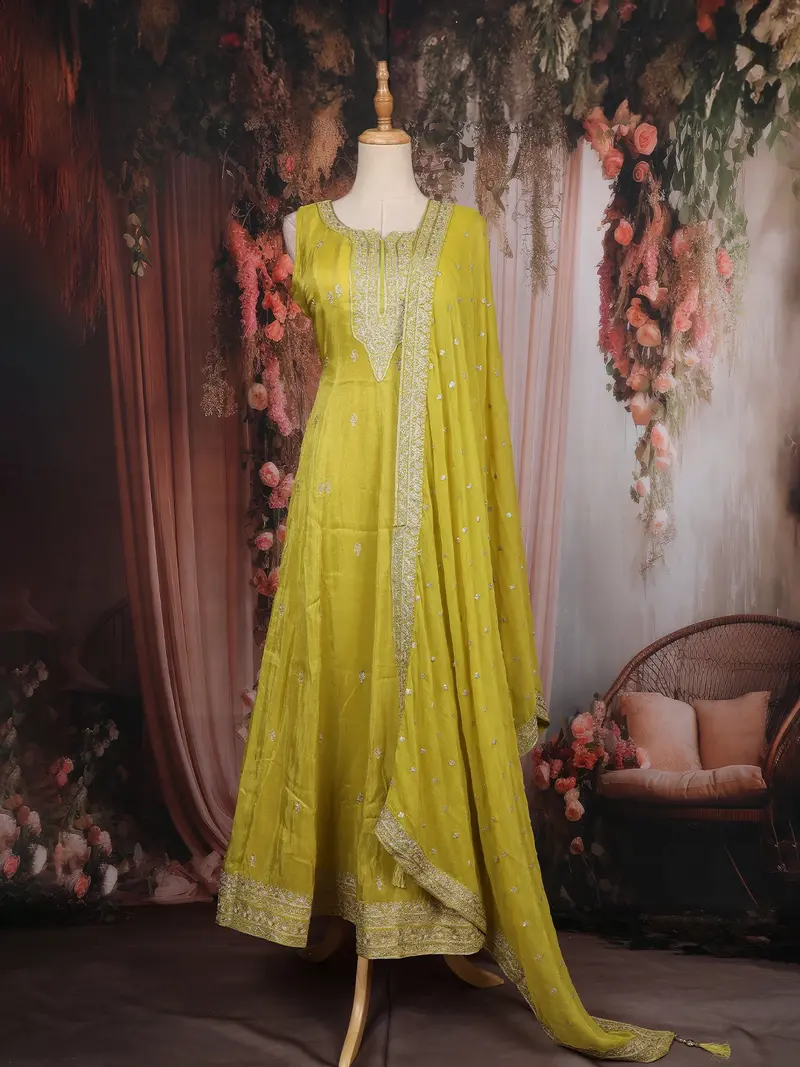 Peacock Green Sequins And Zari Embroidered Silk Salwar Suit 1