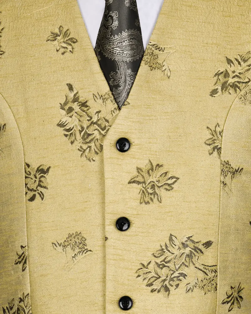 Peanut Brown Motif Jacquard Premium Designer Waistcoat 4