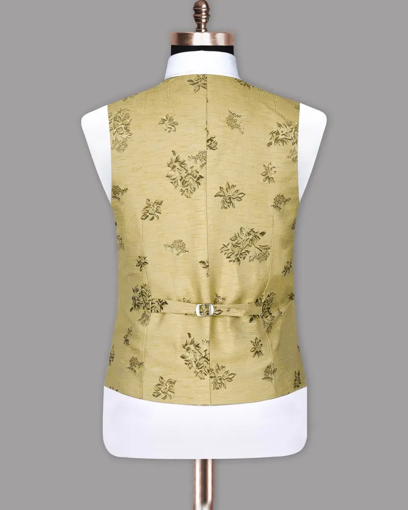 Peanut Brown Motif Jacquard Premium Designer Waistcoat 5
