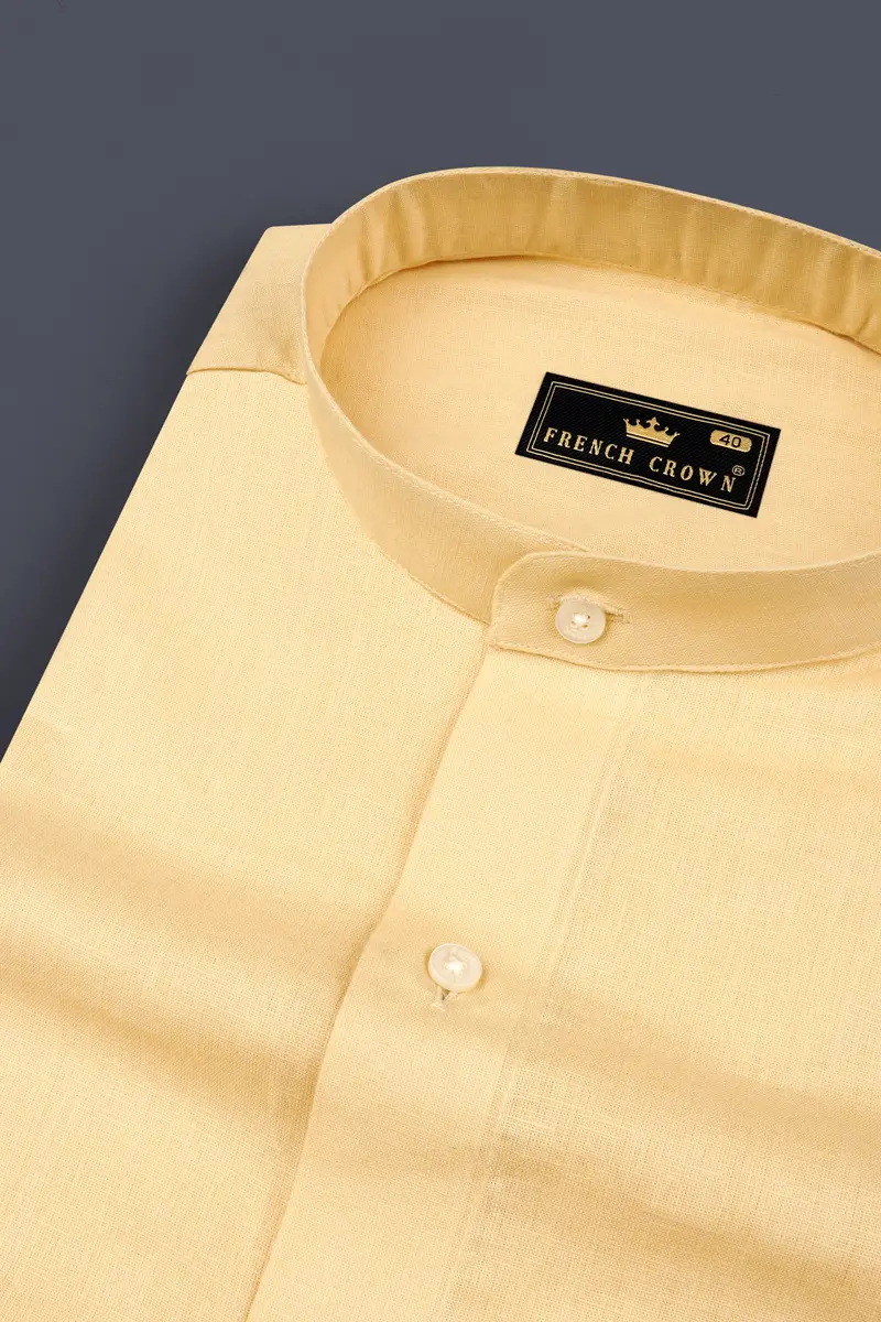 Peanut Yellow Luxurious Linen Shirt 1