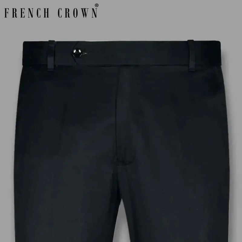 Pearl Black Wool-Silk Blend Formal Pant 1