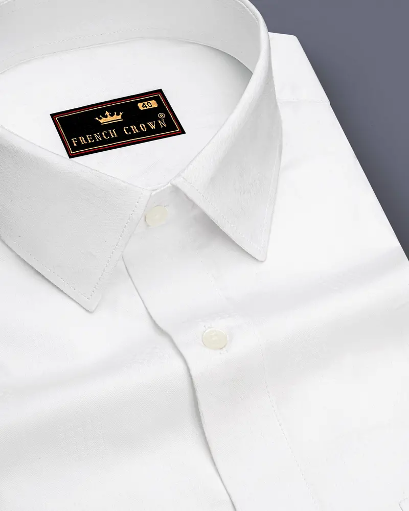 Pearl-Bright White Jacquard Textured Premium Cotton Dress Shirt 1