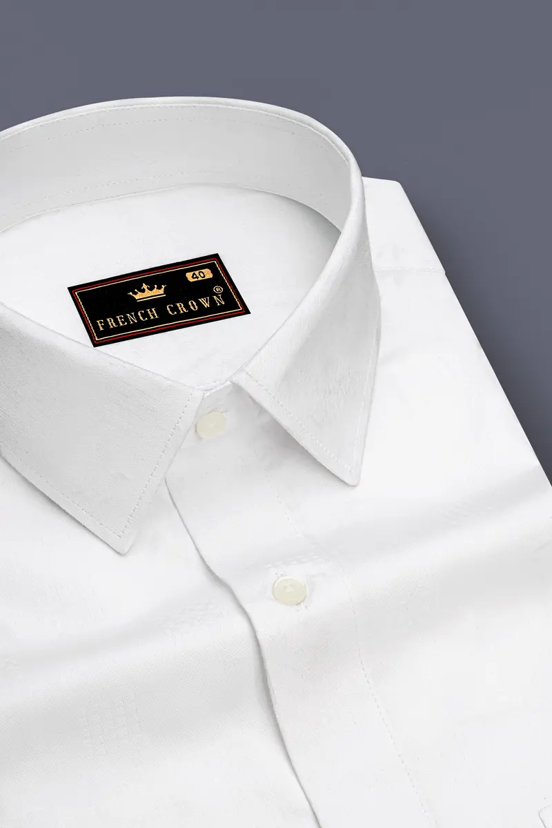 Pearl-Bright White Jacquard Textured Premium Cotton Dress Shirt 2
