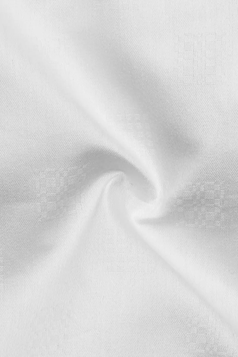 Pearl-Bright White Jacquard Textured Premium Cotton Dress Shirt 3