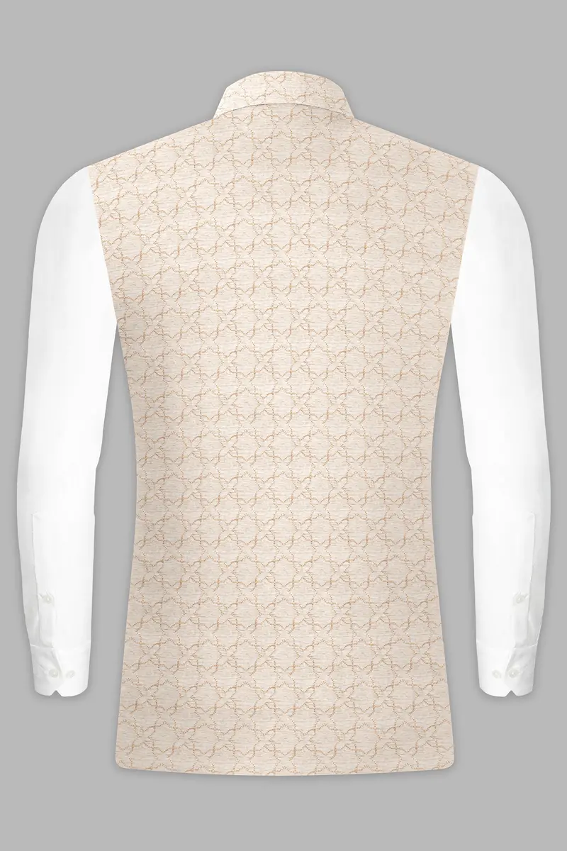 Pearl Bush Cream Hexagon Designer Embroidered Nehru Jacket 9