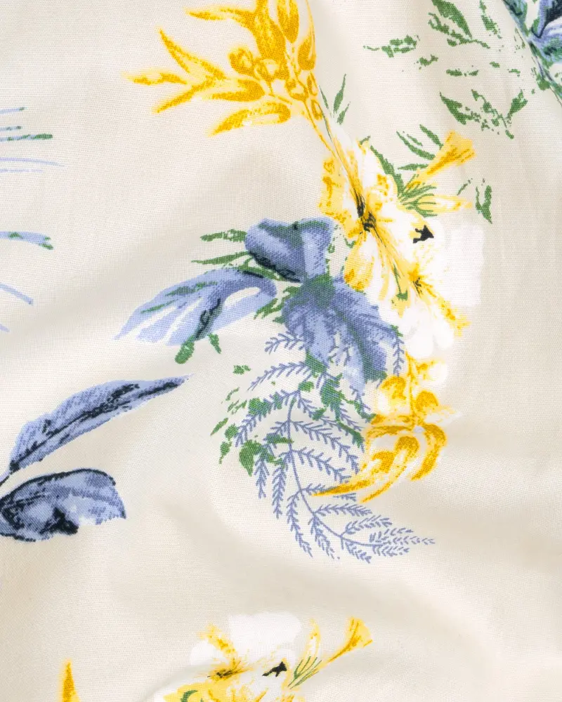 Pearl Bush Cream Sparrow Printed Premium Cotton Shirt 3