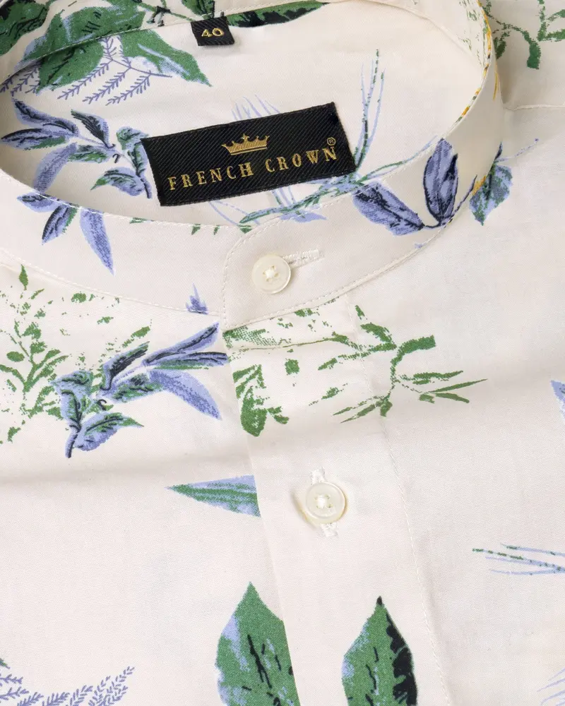Pearl Bush Cream Sparrow Printed Premium Cotton Shirt 4