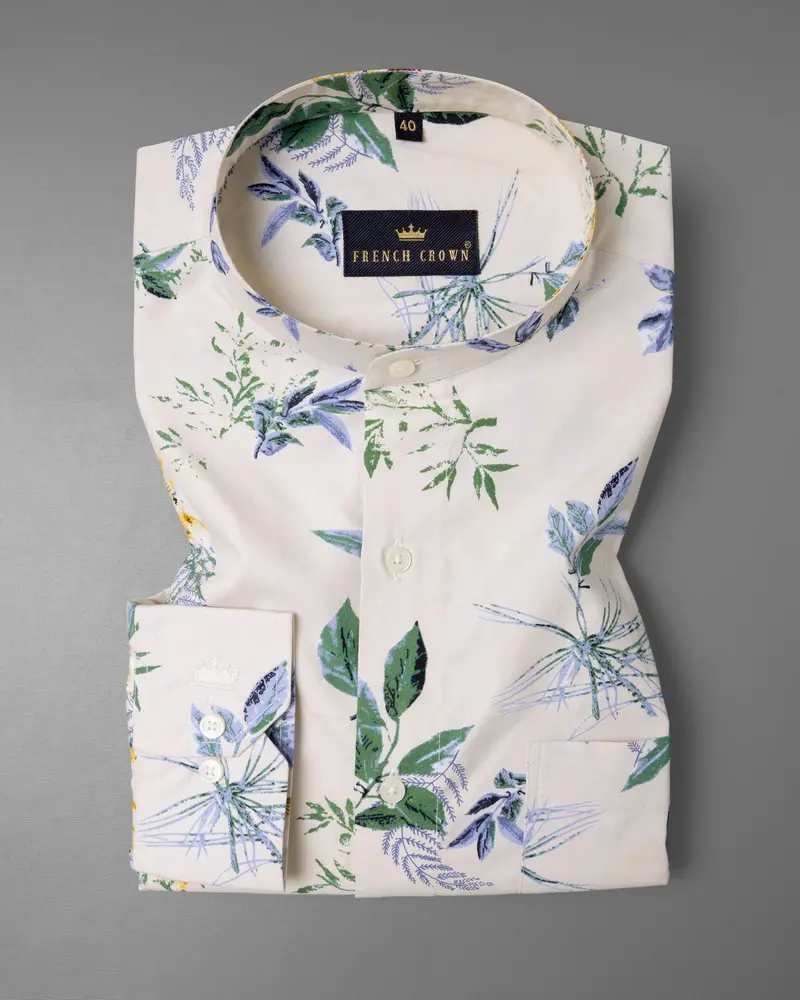 Pearl Bush Cream Sparrow Printed Premium Cotton Shirt 5