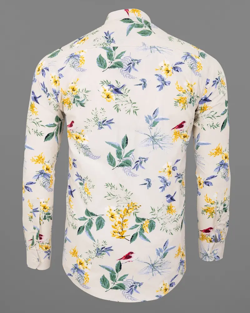 Pearl Bush Cream Sparrow Printed Premium Cotton Shirt 7