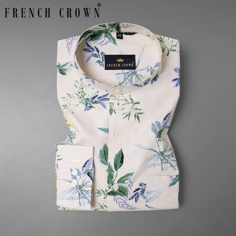 Pearl Bush Cream Sparrow Printed Premium Cotton Shirt 9