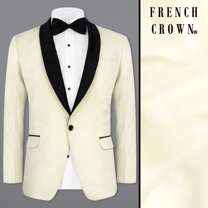 Pearl Bush Cream Velvet Tuxedo Designer Blazer 1