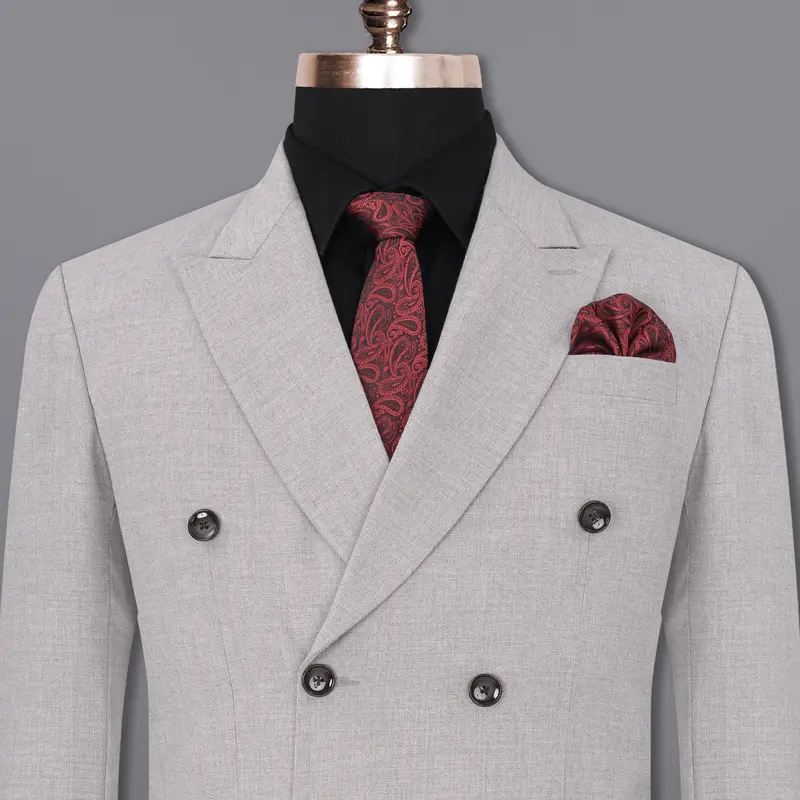 Pearl Slate Gray Double Breasted Blazer 1