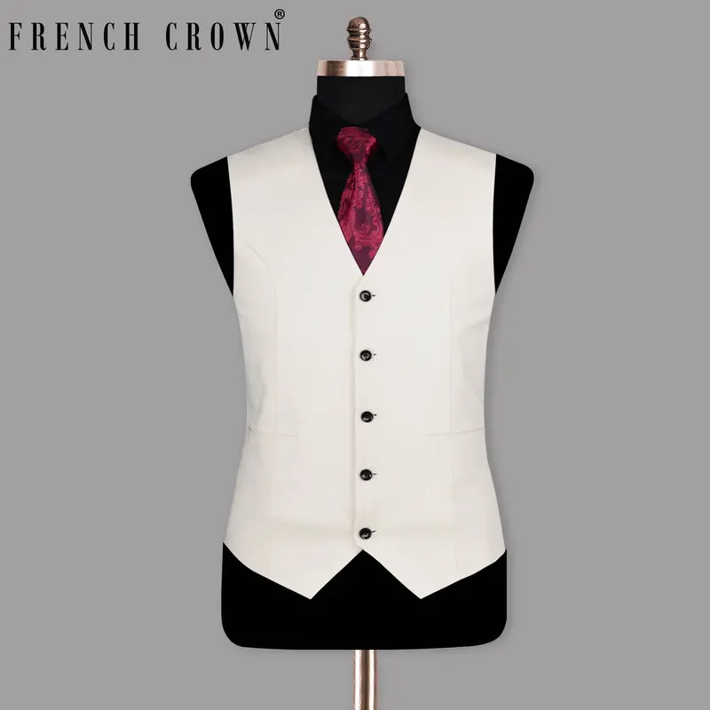 Pearl White Luxurious Linen Waistcoat 1