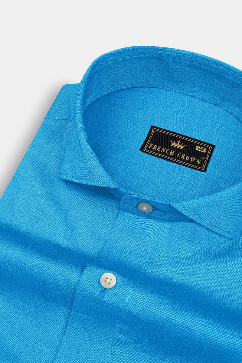 Pelorous Blue Chambray Premium Cotton Shirt 1