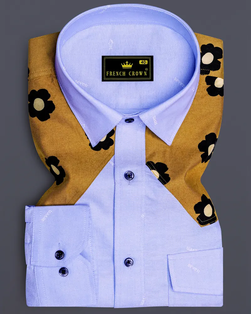 Perano Blue Royal Oxford Cowboy Style Designer Shirt 1