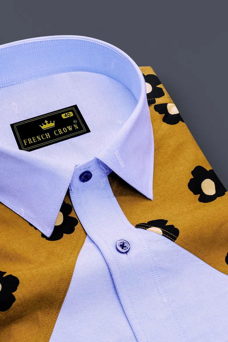 Perano Blue Royal Oxford Cowboy Style Designer Shirt 4