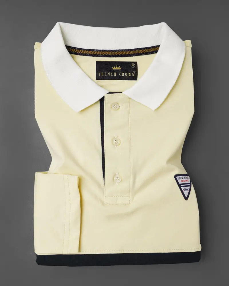 Periglacial Cream With Zeus Black Patch Design Organic Cotton Mercerised Pique Polo 2