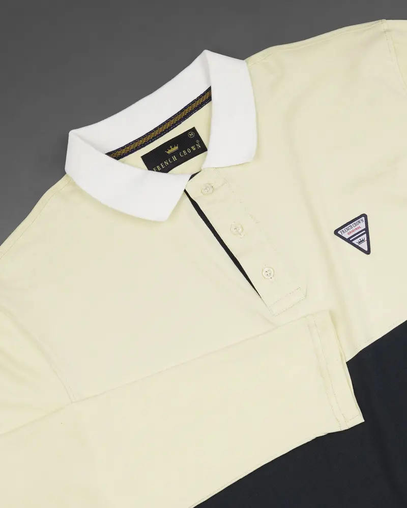 Periglacial Cream With Zeus Black Patch Design Organic Cotton Mercerised Pique Polo 4