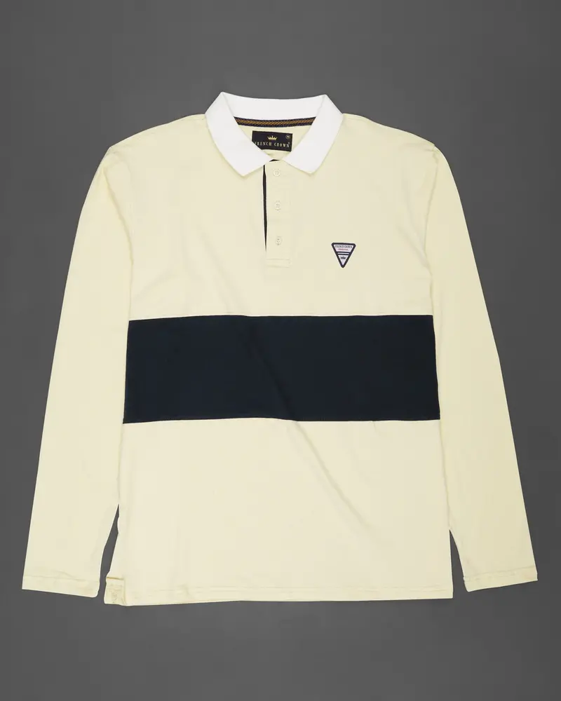 Periglacial Cream With Zeus Black Patch Design Organic Cotton Mercerised Pique Polo 5
