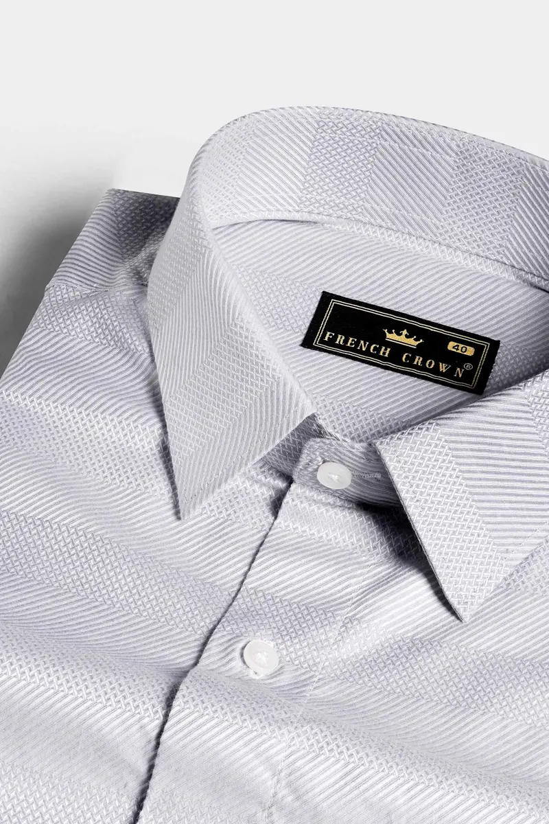 Periglacial Gray Dobby Textured Premium Giza Cotton Shirt 1