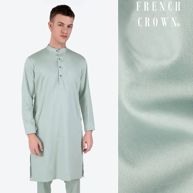 Periglacial Green Subtle Sheen Super Soft Premium Cotton Kurta 1