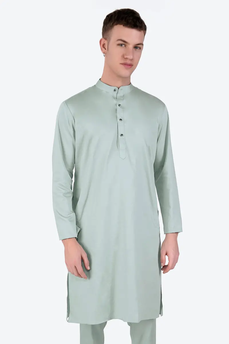 Periglacial Green Subtle Sheen Super Soft Premium Cotton Kurta 2